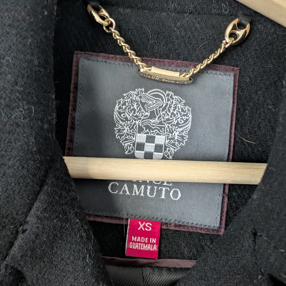 Vince Camuto Double Breasted Wool Blend Military Coat Peacoat Black Gold, XS - Picture 5 of 12